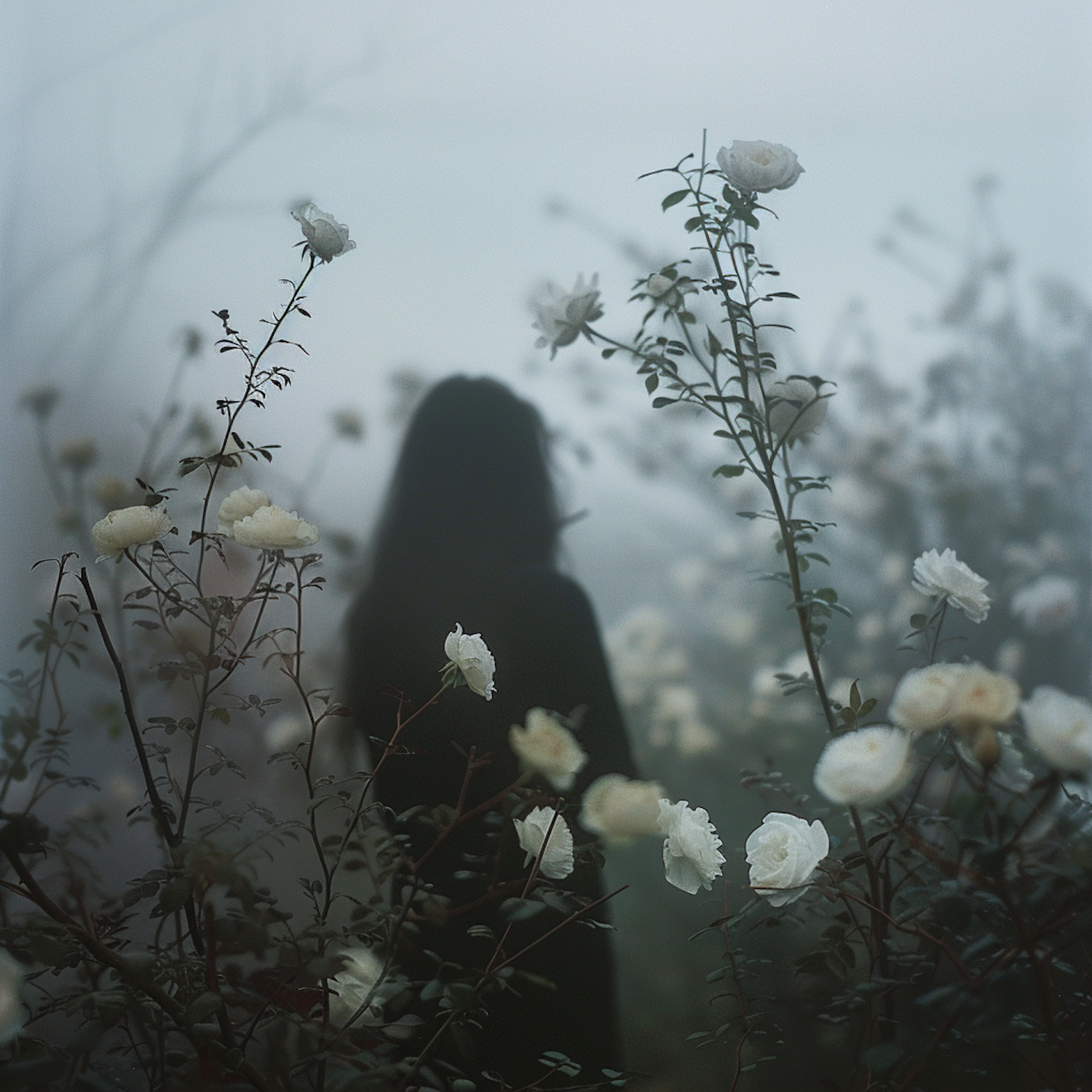 Silhouette in a Rose Garden