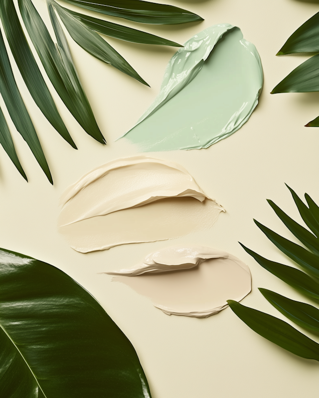 Creamy Textures with Green Leaves