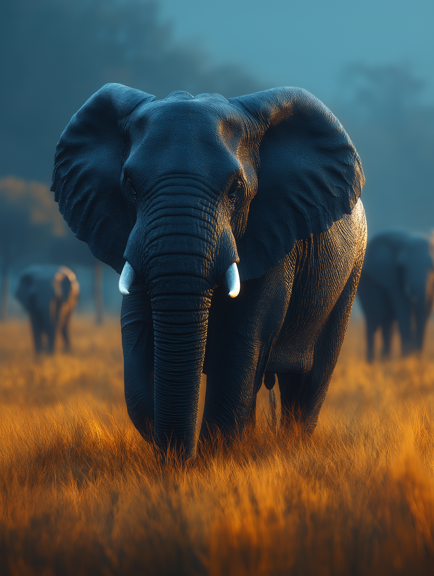 Majestic Elephant in Golden Field