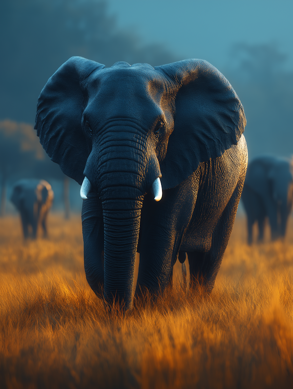 Majestic Elephant in Golden Field