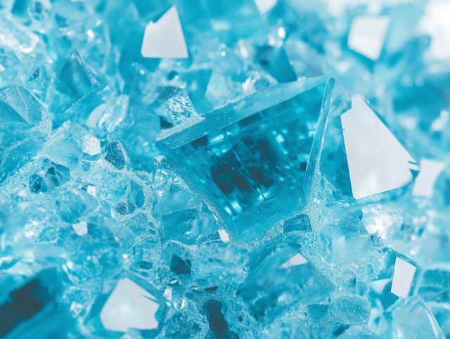 Blue Crystalline Structure with Embedded Cube