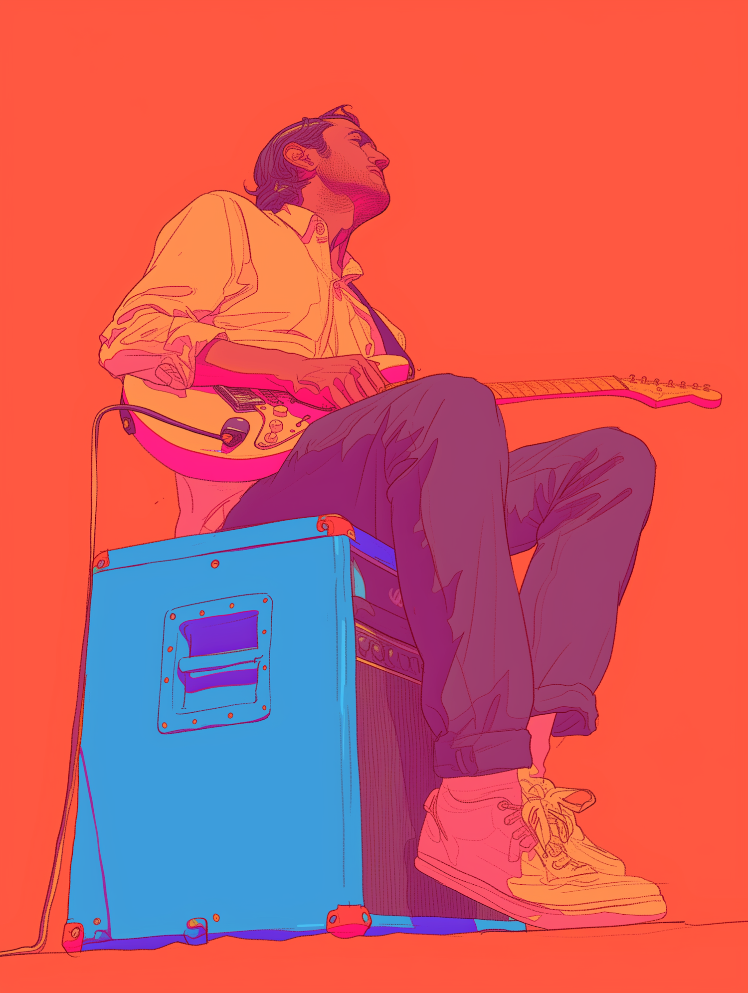 Musician on Amplifier