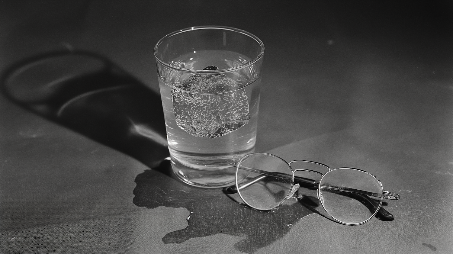 Still Life with Glasses and Ice Cube