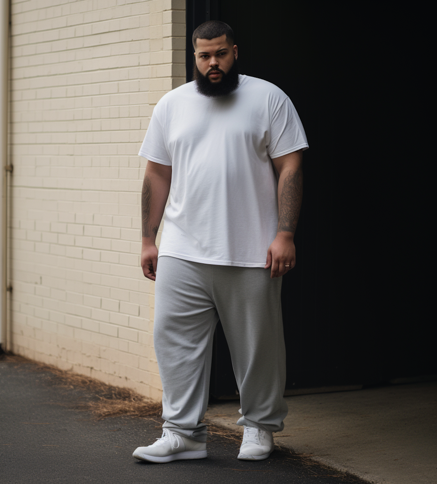 Confident Urban Man with Beard and Tattoos