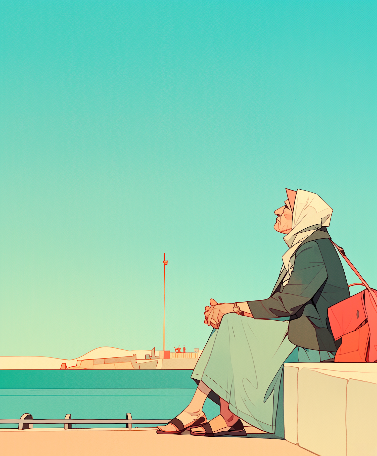 Elderly Woman by the Water