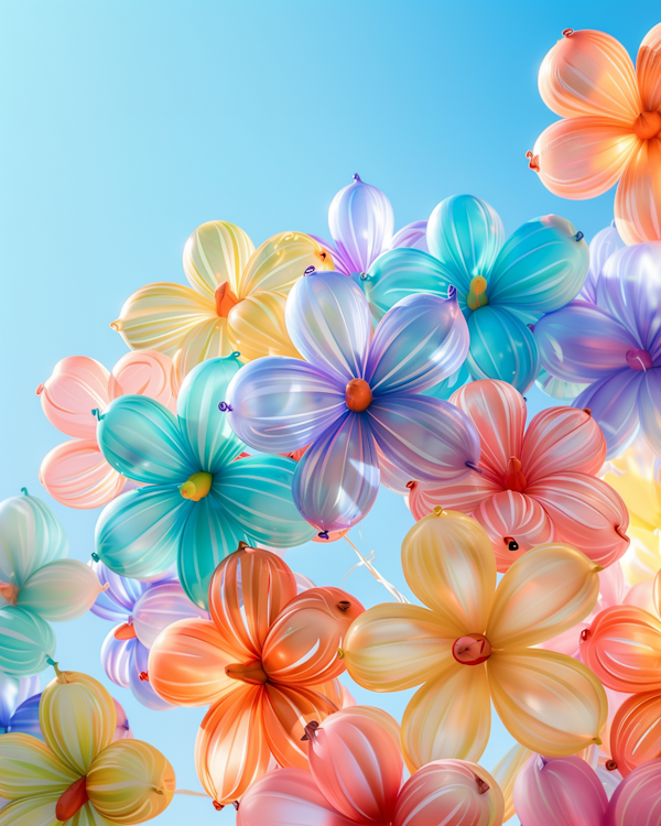 Balloon Flowers Against Blue Sky