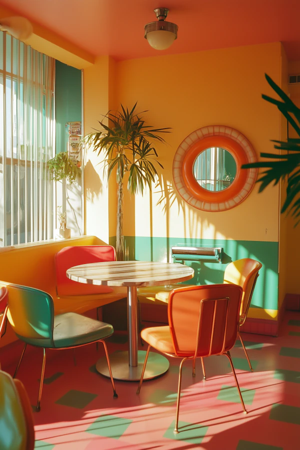 Retro-Themed Cafe Interior
