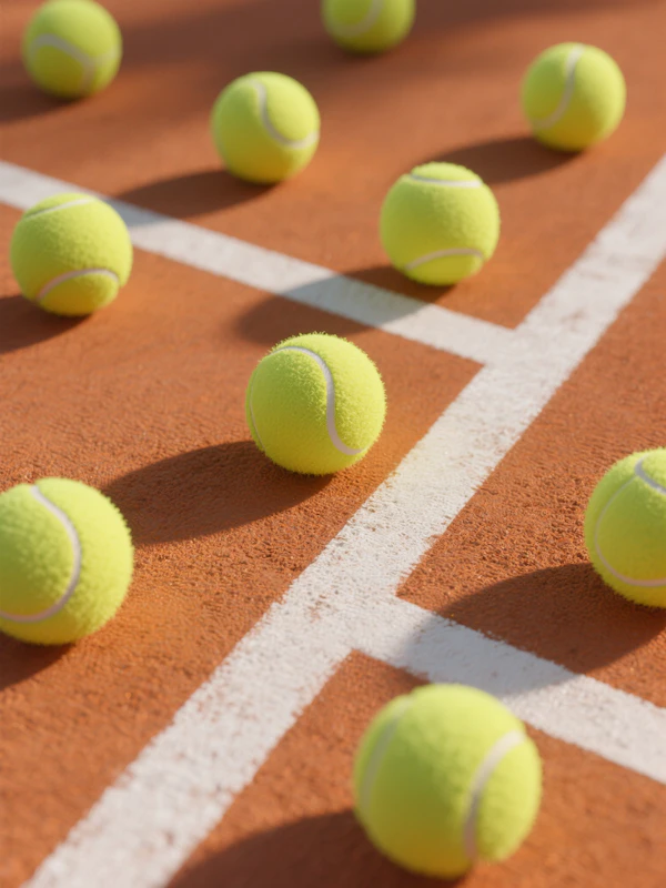 Tennis Balls on Clay Court