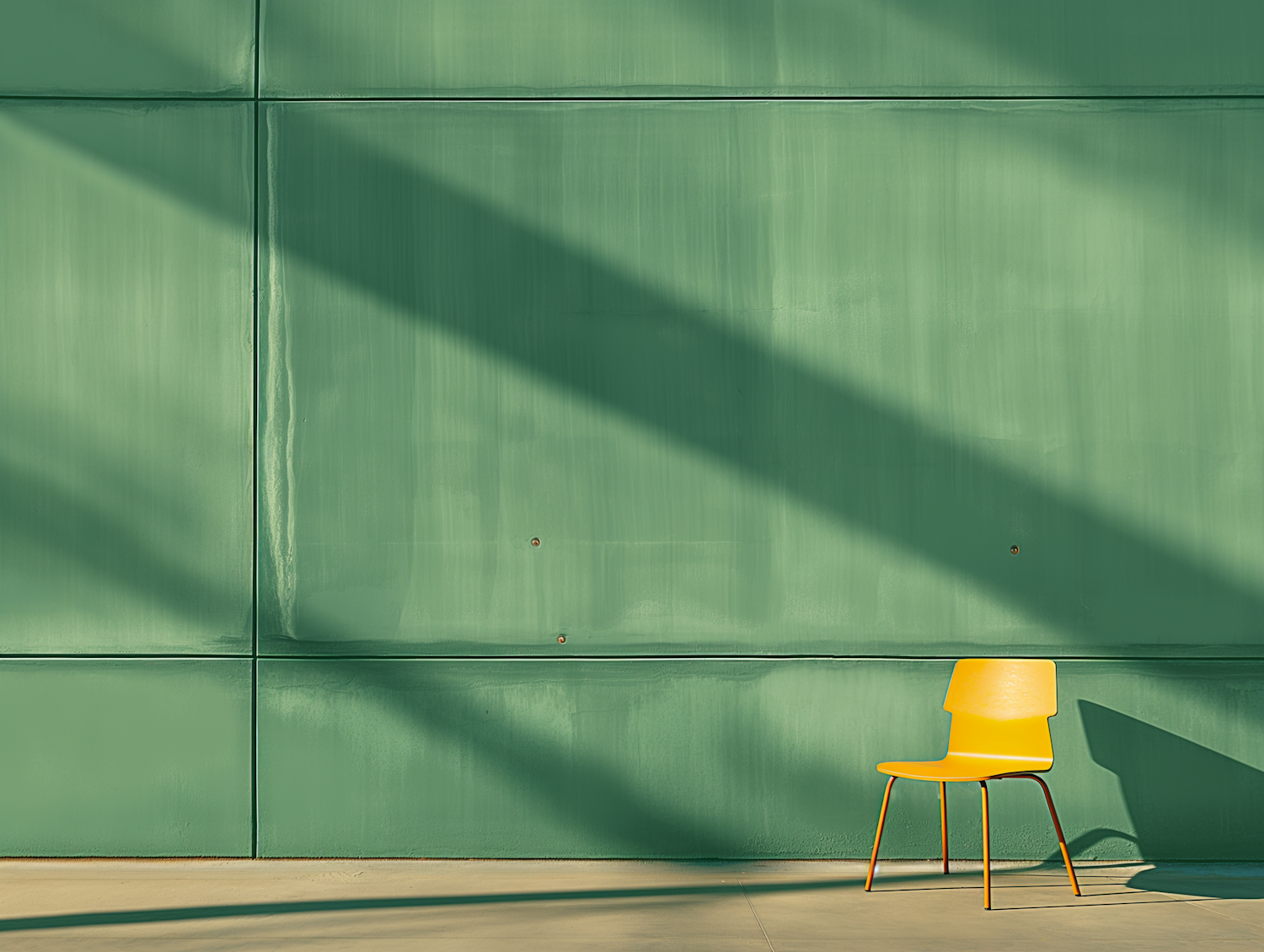 Minimalist Composition with Yellow Chair and Green Wall