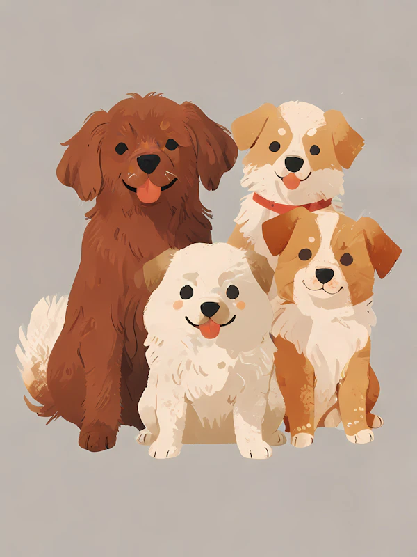 Cartoon Dogs Companionship