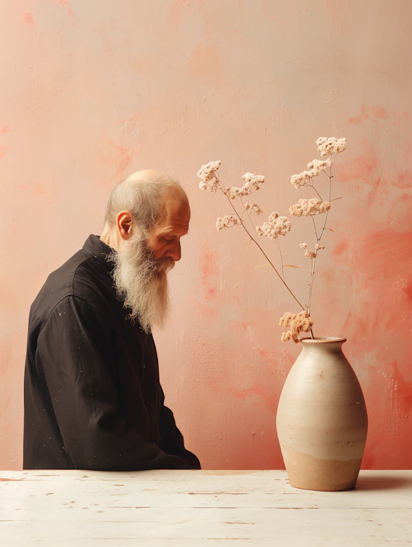 Elderly Man with Ceramic Vase