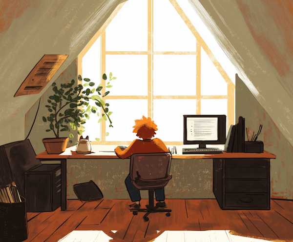 Sunlit Attic Workspace