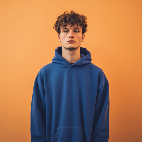 Young Person in Blue Hoodie