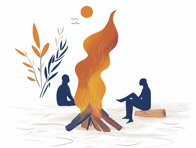 Serene Campfire Illustration