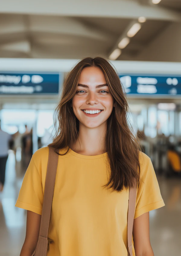 Smiling Woman at Airport