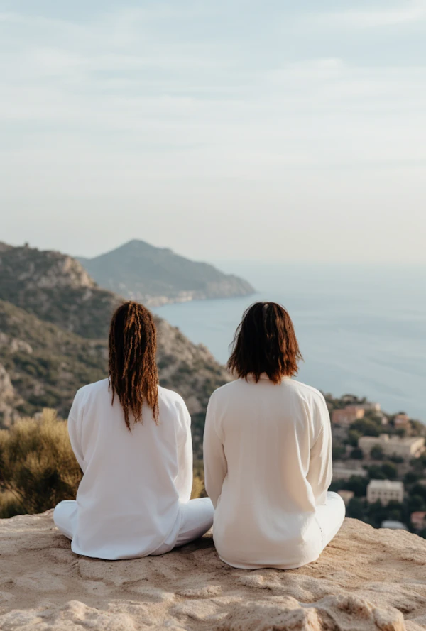 Serene Companionship by the Coast