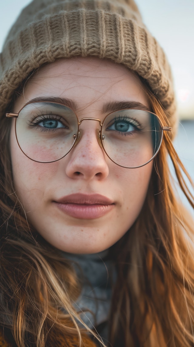 Close-Up Portrait of a Thoughtful Young Woman