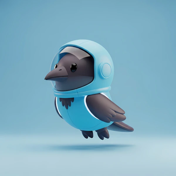 Astronaut Bird Illustration