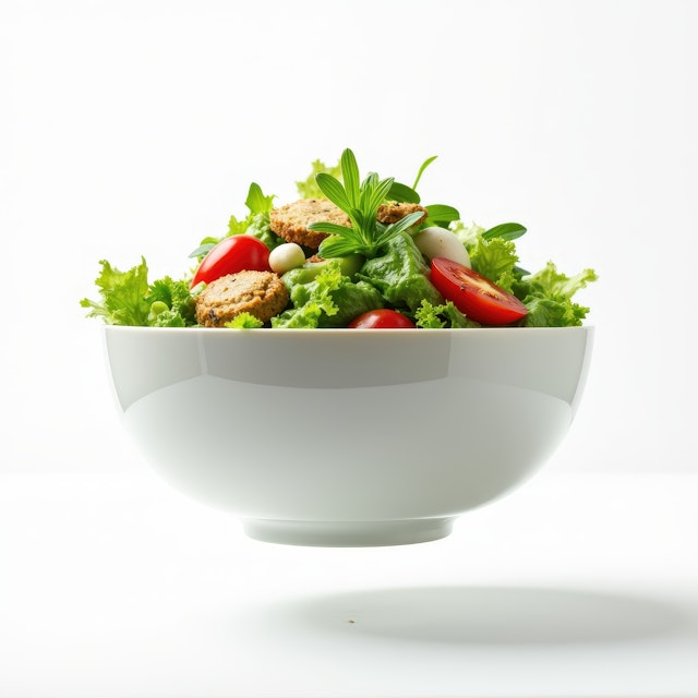 Vibrant Salad in White Bowl