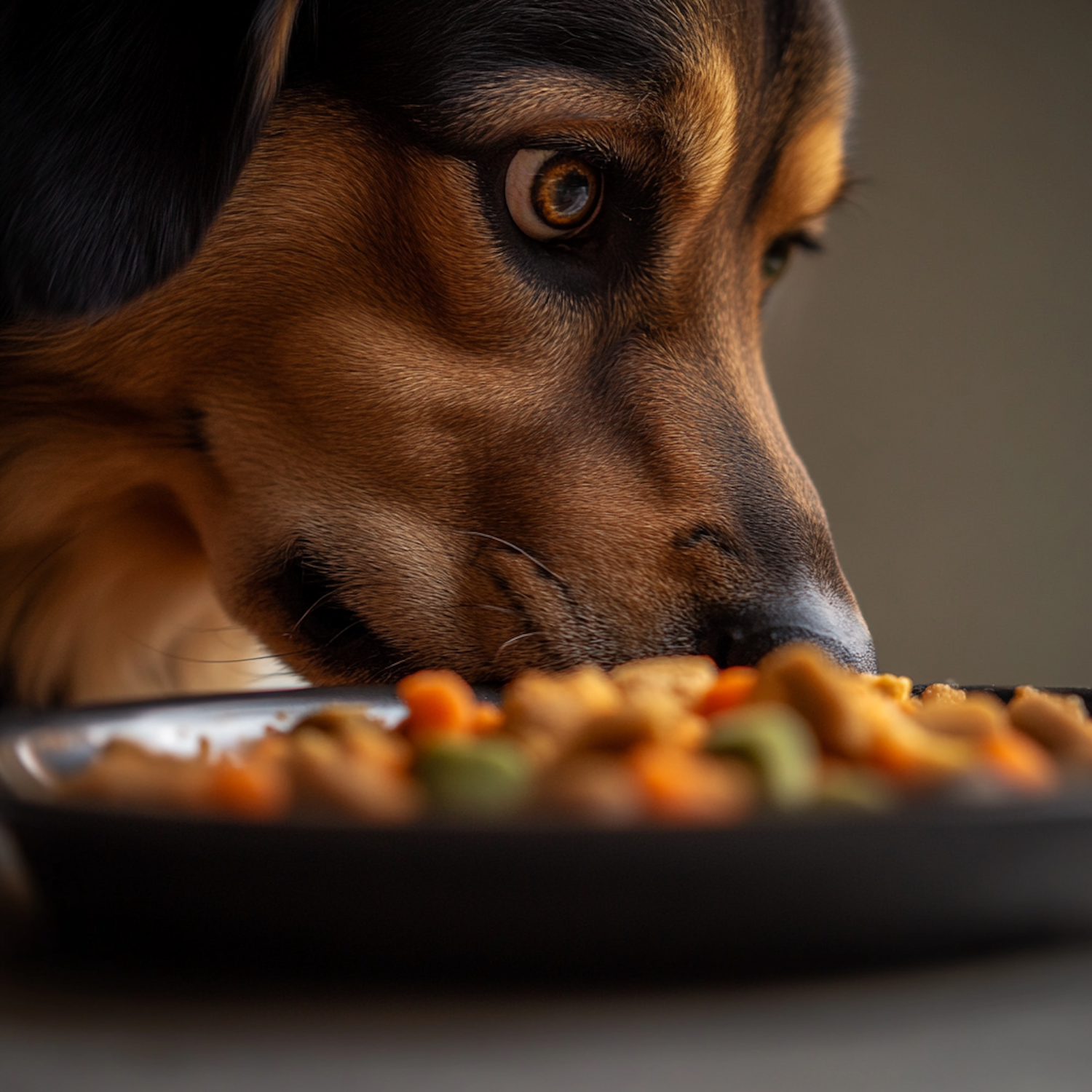 Dog Focused on Meal