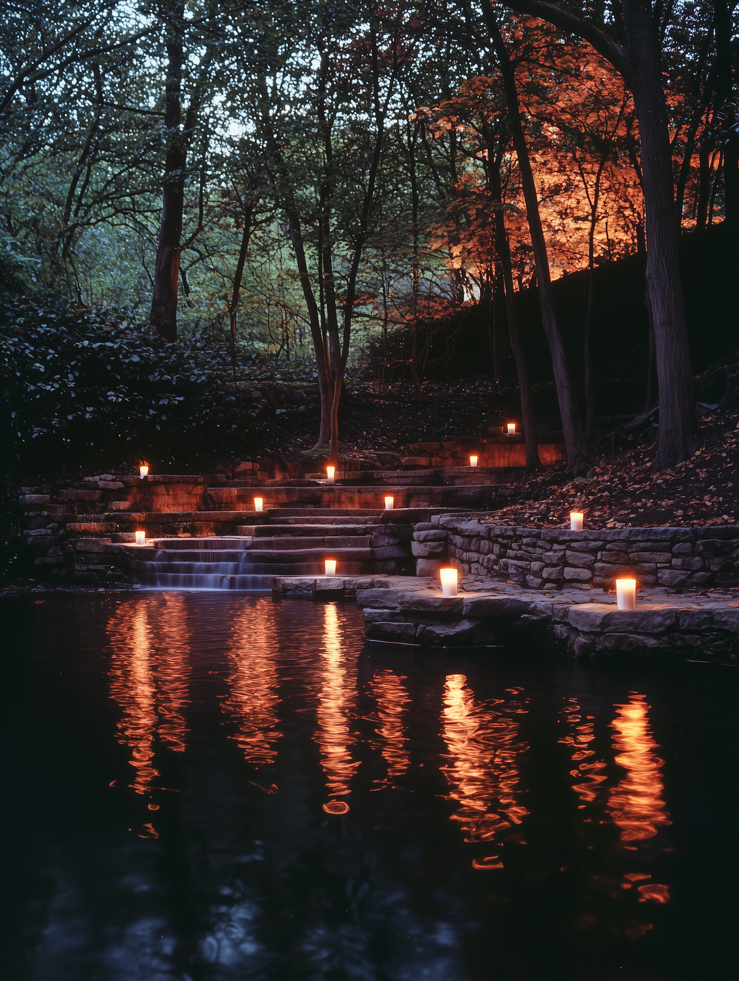 Serene Woodland Scene at Dusk