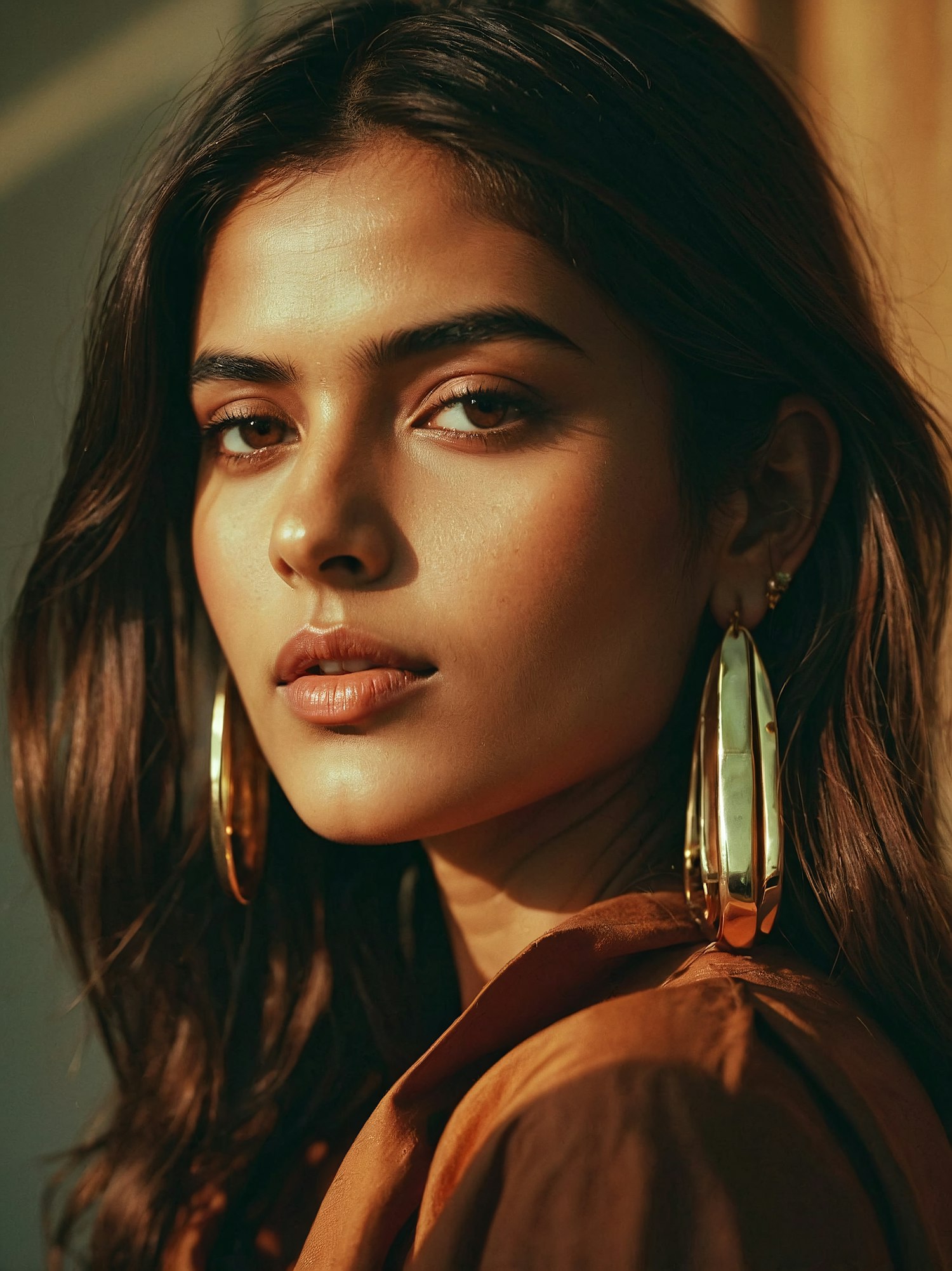 Portrait of a Woman with Gold Hoop Earrings