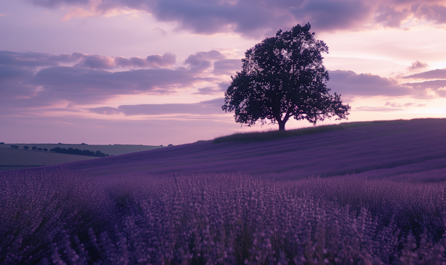 Tranquil Twilight in Lavender Field