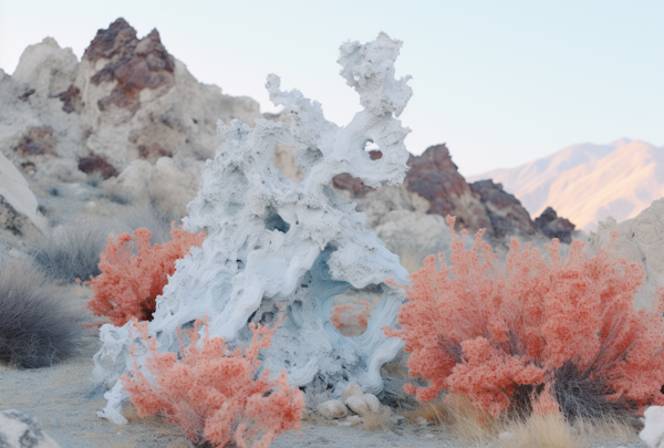 Coral Frost and Crimson Flora Desert Vista