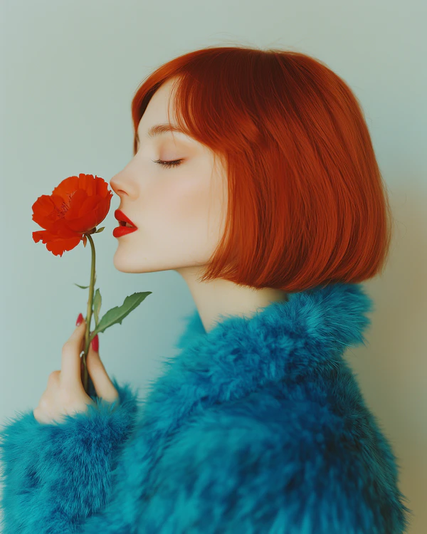 Redhead with Flower