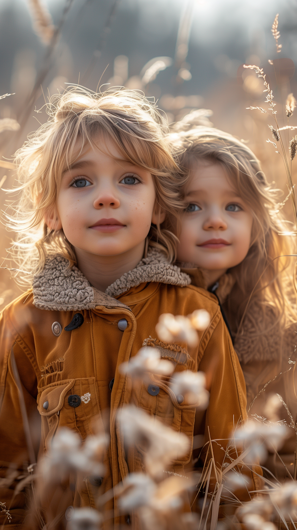 Serene Sibling Moment in Autumn Nature