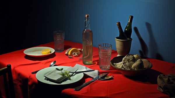 Intimate Dining Still Life with Contrasting Hues