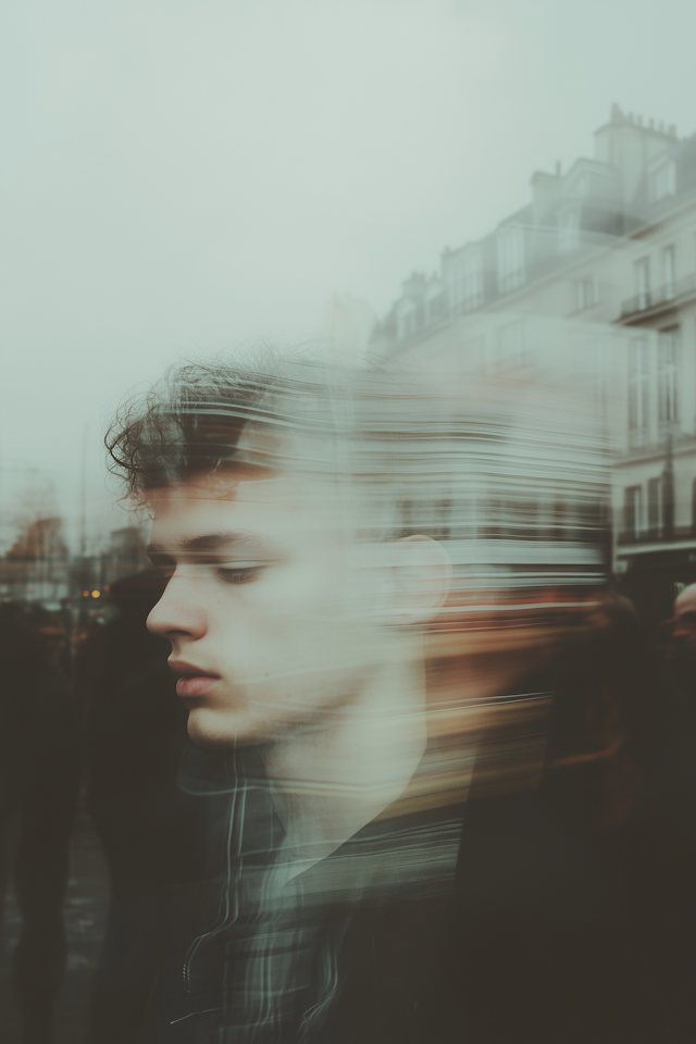 Contemplative Young Man in Urban Setting