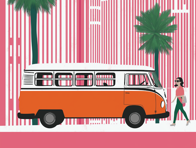 Retro Vibes with Vintage Van Illustration