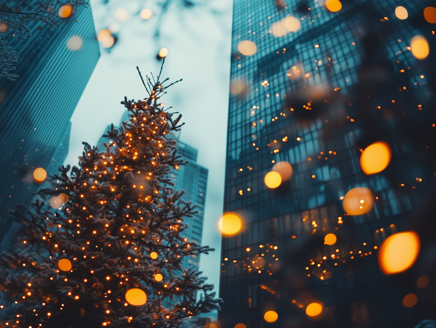 Festive Christmas Tree in Urban Setting