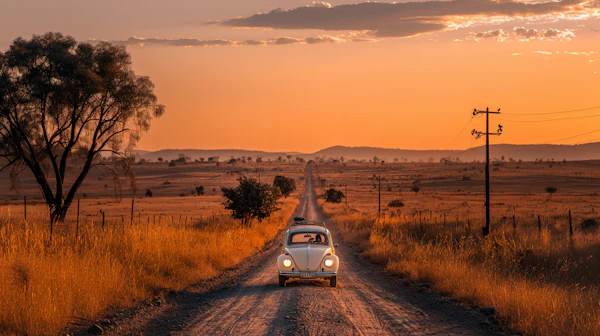 Vintage Car at Sunset