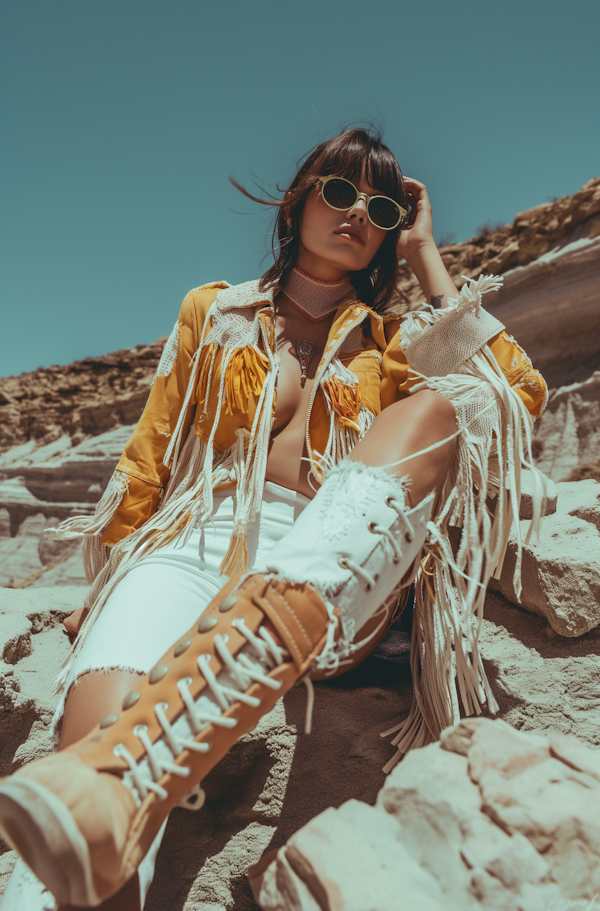 Boho-Chic Woman in Desert