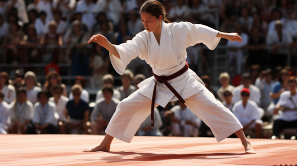 Karate Kata Performance by a Brown-Belted Young Woman