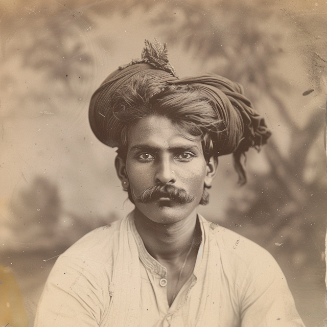 Serious Man with Ornate Turban