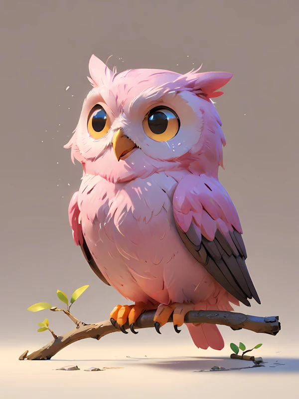 Pink Owl Illustration