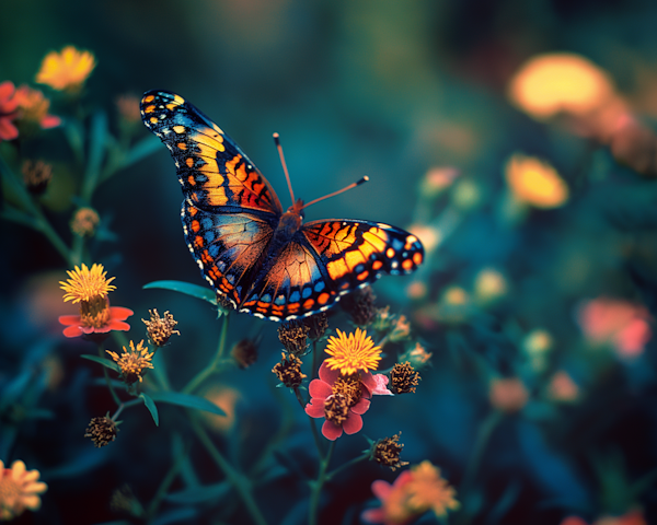 Vibrant Butterfly on Flowers