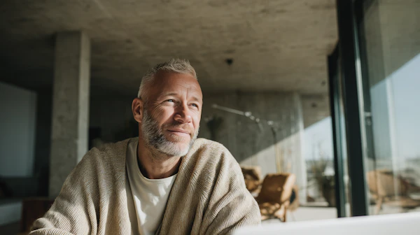 Contemplative Man Indoors