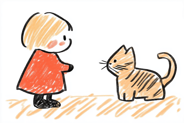 Child and Cat Illustration