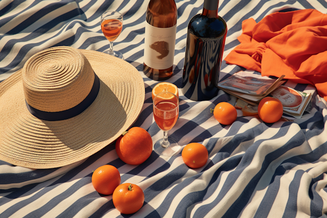 Sunlit Summer Picnic with Citrus and Rosé