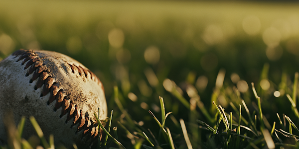 Close-up of Baseball on Grass