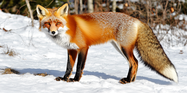 Red Fox in Snowy Landscape