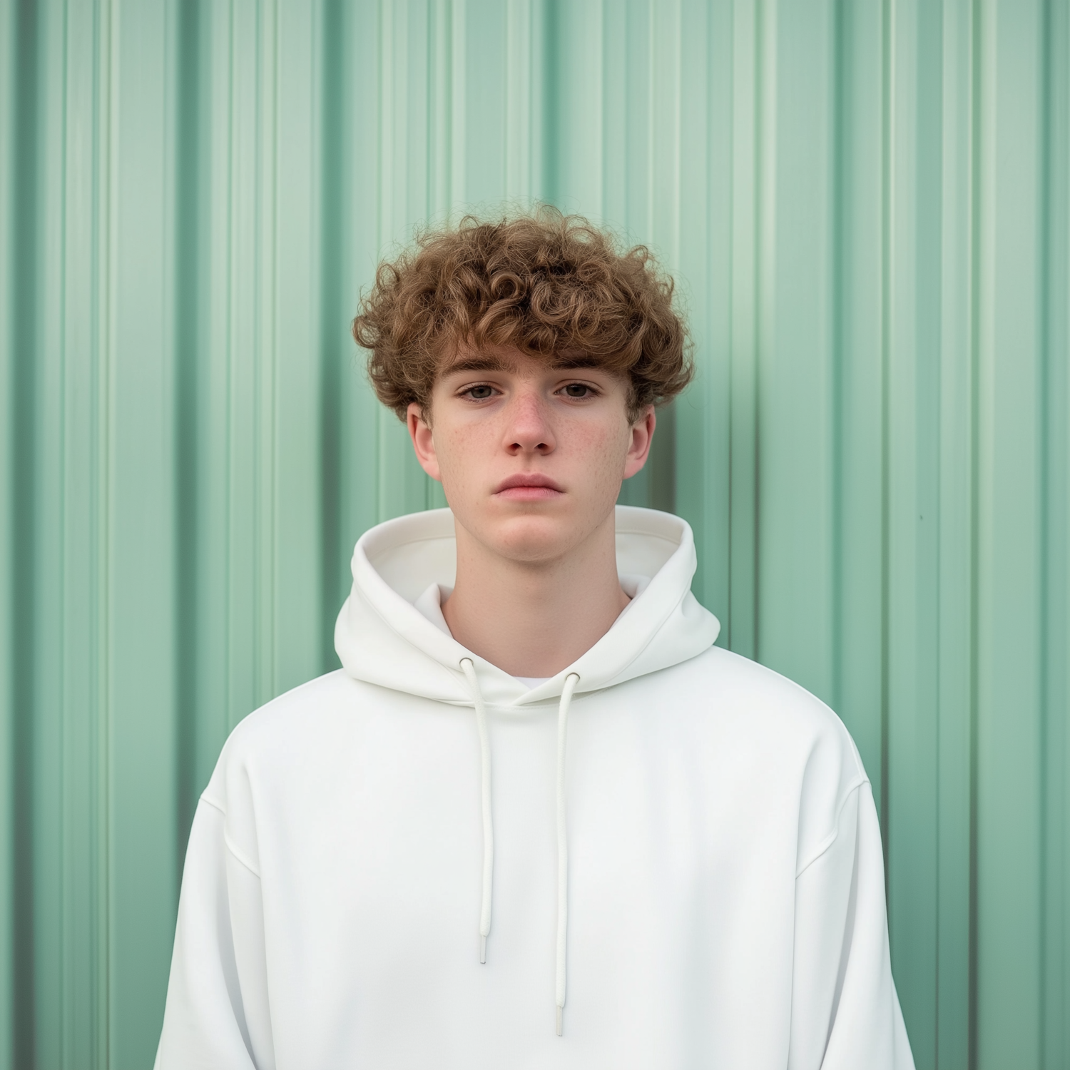 Portrait of a Young Person in White Hoodie