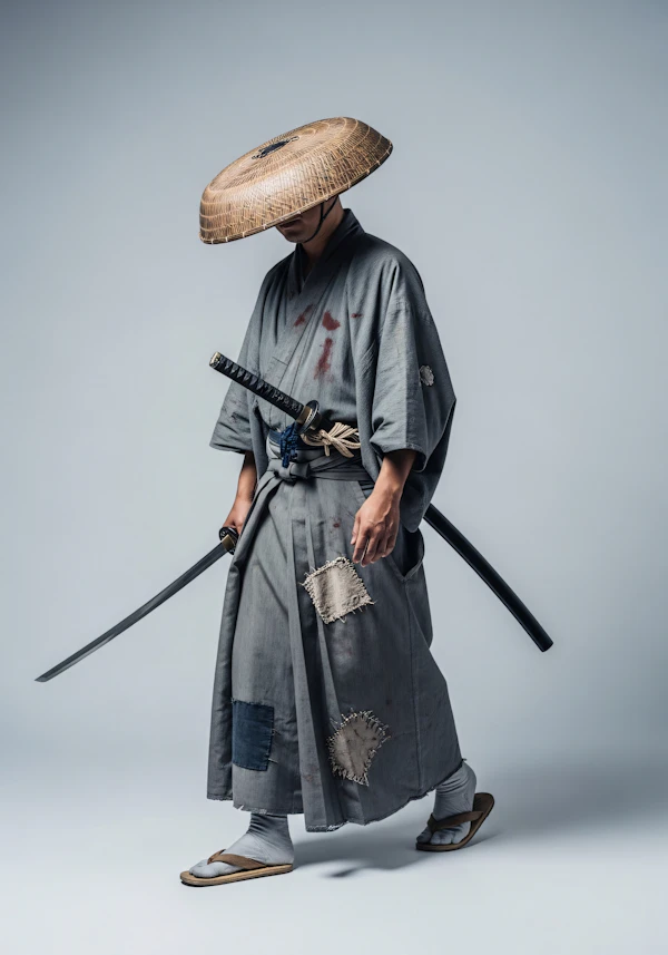 Samurai in Gray Kimono