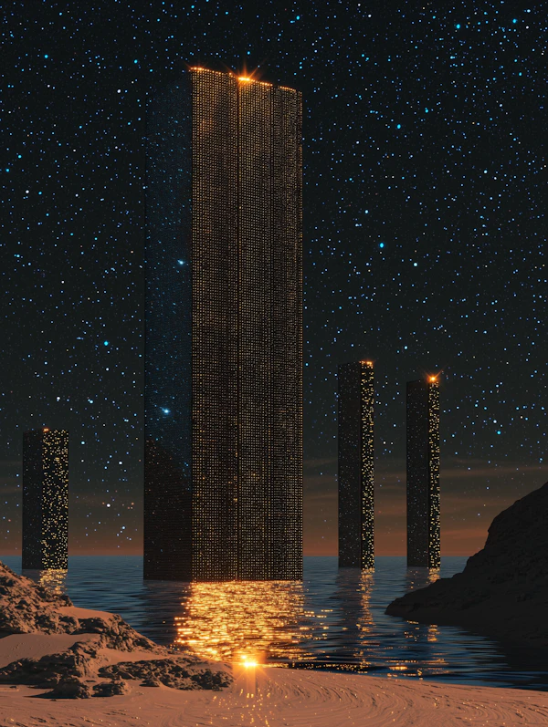 Surreal Night Monoliths