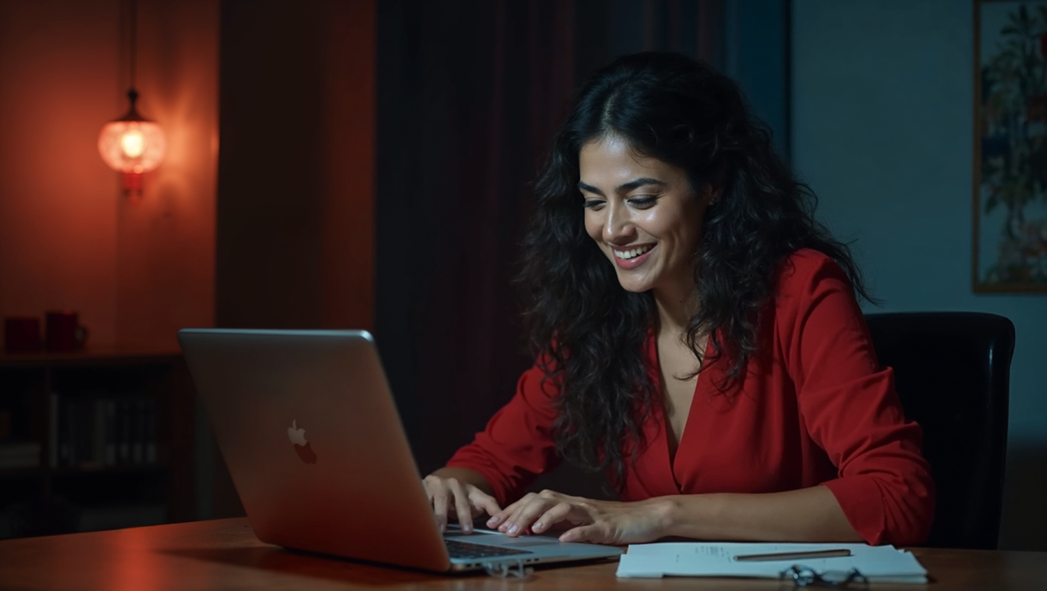 Woman Typing on Laptop