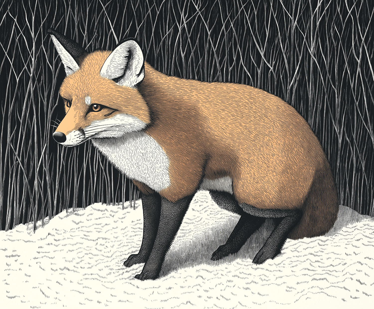 Fox in Snowy Landscape